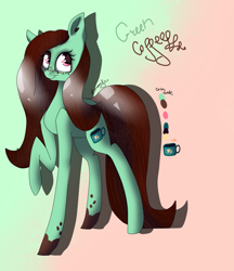 Size: 2323x2689 | Tagged: safe, artist:midnightdream123, imported from derpibooru, oc, oc only, oc:green cofee, earth pony, pony, female, mare, reference sheet, simple background, solo, transparent background