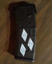 Size: 1035x1280 | Tagged: safe, artist:ogenlee, imported from derpibooru, rarity, ar-15, ar15, custom, cutie mark, irl, magazine, magpul, my little arsenal, photo