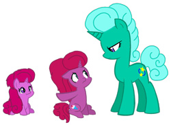 Size: 1428x1041 | Tagged: safe, artist:徐詩珮, imported from derpibooru, glitter drops, oc, oc only, oc:betty pop, oc:ehenk berrytwist, pony, unicorn, my little pony: the movie, angry, base used, female, filly, glitter drops is not amused, magical lesbian spawn, mare, mother and daughter, next generation, offspring, parent:glitter drops, parent:tempest shadow, parents:glittershadow, siblings, simple background, sisters, solo, transparent background, unamused