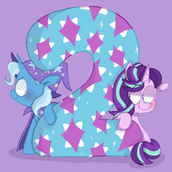 Size: 914x914 | Tagged: safe, artist:pinkiespresent, imported from derpibooru, starlight glimmer, trixie, pony, unicorn, season 9, countdown, duo, hype, looking at each other, season 9 countdown, smiling