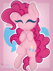 Size: 540x720 | Tagged: safe, artist:glimmermoon11, imported from derpibooru, pinkie pie, pony, chibi, eyes closed, female, solo