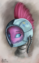 Size: 2085x3373 | Tagged: safe, artist:seven9988, imported from derpibooru, pinkie pie, pony, astronaut, bust, female, portrait, solo, space helmet, spacesuit