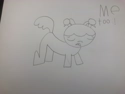 Size: 4032x3024 | Tagged: safe, artist:undeadponysoldier, imported from derpibooru, oc, oc only, oc:molly, pony, anatomically incorrect, apology, droopy ears, female, filly, floppy ears, followup, incorrect leg anatomy, lineart, solo, traditional art