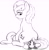 Size: 2119x2170 | Tagged: safe, artist:zippysqrl, imported from derpibooru, oc, oc:four eyes, oc:sign, pony, crying, duo, female, four eyes, grayscale, lying down, monochrome, prone, sad, sitting on, sitting on head, sitting on person, sitting on pony, sketch