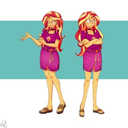 Size: 1000x1000 | Tagged: safe, artist:sozglitch, imported from derpibooru, sunset shimmer, equestria girls, equestria girls series, spring breakdown, spoiler:eqg series (season 2), clothes, cute, dress, feet, female, sandals, shimmerbetes, solo