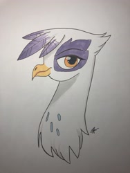 Size: 4032x3024 | Tagged: safe, artist:katyusha, imported from derpibooru, gilda, griffon, angry, female, solo, traditional art