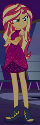 Size: 279x868 | Tagged: safe, imported from derpibooru, screencap, sunset shimmer, equestria girls, equestria girls series, spring breakdown, spoiler:eqg series (season 2), cropped, crossed arms, cruise concert outfit, cruise outfit, feet, female, geode of empathy, magical geodes, open-toed shoes, sandals, sleeveless, solo