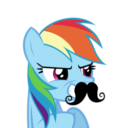 Size: 894x894 | Tagged: safe, artist:coolez, imported from derpibooru, rainbow dash, pony, facial hair, female, hooves together, mare, moustache, plotting, simple background, smiling, solo, transparent background, vector
