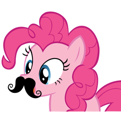 Size: 894x894 | Tagged: safe, artist:coolez, imported from derpibooru, pinkie pie, earth pony, pony, spike at your service, facial hair, female, mare, missing cutie mark, moustache, simple background, solo, transparent background, vector