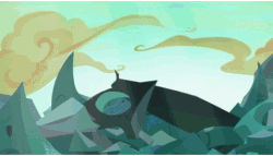 Size: 524x299 | Tagged: safe, edit, edited screencap, imported from derpibooru, screencap, queen chrysalis, changeling, changeling queen, to where and back again, animated, asterix, asterix and obelix, asterix and obelix vs. caesar, chrysalis encounters heroes, female, gauls, gif, meme, obelix, oh crap face