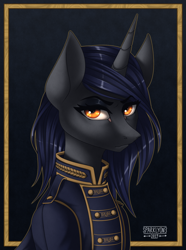 Size: 1560x2100 | Tagged: safe, artist:sparklyon3, imported from derpibooru, oc, oc only, pony, unicorn, bust, clothes, portrait, rcf community, solo, suit
