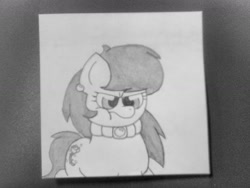 Size: 1600x1200 | Tagged: safe, artist:thebadbadger, imported from derpibooru, oc, oc:allátia, pony, grayscale, monochrome, simple background, traditional art, white background
