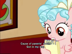 Size: 500x375 | Tagged: safe, edit, imported from derpibooru, cozy glow, pony, mr. burns, subtitles, the simpsons