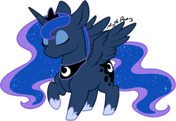 Size: 696x482 | Tagged: safe, artist:mythpony, imported from derpibooru, princess luna, pony, chibi, eyes closed, female, raised hoof, simple background, solo, transparent background