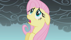 Size: 1280x720 | Tagged: safe, imported from derpibooru, screencap, fluttershy, pony, dragonshy, female, mare, open mouth, smole, solo