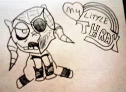 Size: 1791x1319 | Tagged: safe, artist:dex stewart, edit, imported from derpibooru, pony, crossover, lineart, logo, logo edit, my little x, once a ranger, power rangers, power rangers operation overdrive, thrax, traditional art