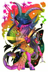 Size: 1280x1893 | Tagged: safe, artist:nokrats, idw, imported from derpibooru, cosmos (character), spoiler:comic, abstract background, blood, bust, cosmos, female, solo