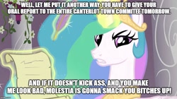Size: 888x499 | Tagged: safe, edit, edited screencap, imported from derpibooru, screencap, princess celestia, pony, the crystal empire, caption, female, image macro, imgflip, solo, south park, text, vulgar