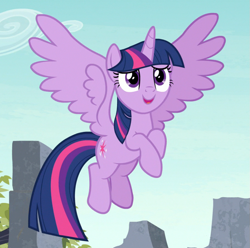 Size: 859x853 | Tagged: safe, imported from derpibooru, screencap, twilight sparkle, alicorn, pony, uprooted, cropped, female, flying, hooves together, mare, open mouth, solo, spread wings, twilight sparkle (alicorn), wings