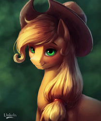 Size: 1600x1913 | Tagged: safe, artist:l1nkoln, imported from derpibooru, applejack, earth pony, pony, cute, detailed, female, hat, jackabetes, looking at you, mare, solo