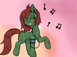 Size: 1920x1440 | Tagged: safe, artist:inanimatelotus, imported from derpibooru, oc, oc:herbal remedy, crystal pony, earth pony, pony, dancing, music, music notes