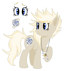 Size: 411x447 | Tagged: safe, artist:lynxxit, artist:selenaede, imported from derpibooru, oc, oc only, oc:time turner, earth pony, pony, base used, bio in the source, cutie mark, female, jewelry, mare, necklace, next generation, offspring, parent:derpy hooves, parent:doctor whooves, parents:doctorderpy, raised hoof, reference sheet, simple background, solo, transparent background