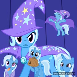 Size: 1080x1080 | Tagged: safe, imported from derpibooru, trixie, pony, cape, clothes, collage, cute, diatrixes, female, hat, madorable, trixie's cape, trixie's hat