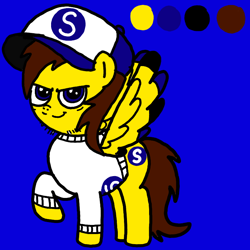 Size: 768x768 | Tagged: safe, artist:sebtheartist, deleted from derpibooru, imported from derpibooru, oc, oc:ponyseb, pony, baseball cap, cap, colored wings, determined, hat, ibispaint x, reference sheet, wings