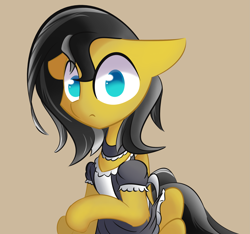 Size: 2323x2178 | Tagged: safe, artist:creepypastapon3, imported from derpibooru, oc, oc only, oc:small block, pony, choker, clothes, crossdressing, dress, maid, male, stallion, surprised