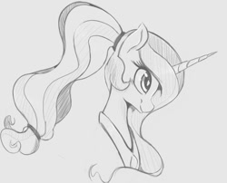 Size: 1131x915 | Tagged: safe, artist:tre, imported from derpibooru, princess cadance, alicorn, pony, bust, female, grayscale, mare, monochrome, ponytail, simple background, solo
