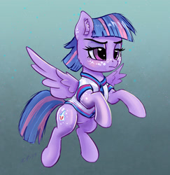 Size: 2807x2892 | Tagged: safe, artist:xbi, imported from derpibooru, wind sprint, pegasus, pony, common ground, abstract background, clothes, female, filly, flying, freckles, high res, not twilight sparkle, solo