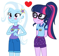 Size: 1024x974 | Tagged: safe, edit, imported from derpibooru, sci-twi, trixie, twilight sparkle, equestria girls, legend of everfree, camp everfree outfits, female, lesbian, sci-twixie, shipping, twixie