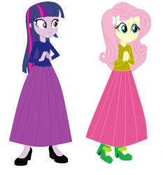 Size: 532x570 | Tagged: safe, artist:starman1999, imported from derpibooru, fluttershy, twilight sparkle, alicorn, equestria girls, clothes, long skirt, skirt, twilight sparkle (alicorn)