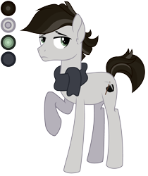 Size: 2432x2900 | Tagged: safe, artist:diamond-chiva, imported from derpibooru, oc, oc only, oc:charcoal pie, earth pony, pony, clothes, male, offspring, parent:maud pie, parent:mud briar, parents:maudbriar, scarf, simple background, solo, stallion, transparent background