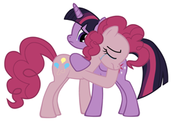 Size: 2472x1768 | Tagged: safe, artist:nathaniel hansen, imported from derpibooru, pinkie pie, twilight sparkle, alicorn, pony, comforting, crying, hug, sad, simple background, twilight sparkle (alicorn), white background