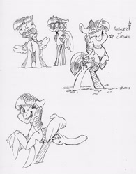 Size: 3040x3895 | Tagged: safe, artist:dilarus, deleted from derpibooru, imported from derpibooru, twilight sparkle, alicorn, pony, comic:the many faces of twilight sparkle, cute, female, mare, monochrome, one eye closed, open mouth, simple background, tongue out, traditional art, twilight sparkle (alicorn), white background, wink, wtf