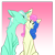 Size: 1000x1000 | Tagged: safe, artist:malphym, imported from derpibooru, bon bon, lyra heartstrings, sweetie drops, pony, cheek kiss, duo, female, kiss on the cheek, kissing, lesbian, lyrabon, nuzzling, pink background, shipping, simple background, sitting