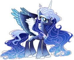 Size: 1900x1540 | Tagged: safe, artist:gihhbloonde, imported from derpibooru, princess luna, alicorn, pony, female, mare, next generation, princess, redesign, simple background, solo, transparent background, unshorn fetlocks