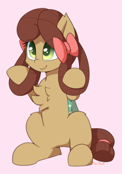 Size: 1394x1977 | Tagged: safe, artist:puetsua, imported from derpibooru, yona, pony, she's all yak, bow, chest fluff, cute, female, monkey swings, ponified, pony yona, simple background, solo, species swap, yonadorable