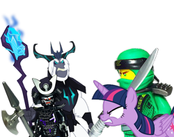 Size: 530x418 | Tagged: safe, artist:jamnetwork, imported from derpibooru, storm king, twilight sparkle, alicorn, pony, unicorn, my little pony: the movie, 1000 hours in ms paint, angry, atos, doom, garmadon, lego, lego ninjago, lloyd garmadon, my little pony, ninja, ninjago, twilight sparkle (alicorn), wings