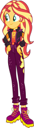 Size: 1685x6252 | Tagged: safe, artist:digimonlover101, artist:shootingstarsentry, imported from derpibooru, sunset shimmer, equestria girls, equestria girls series, festival filters, spoiler:eqg series (season 2), clothes, female, geode of empathy, hand on hip, jacket, magical geodes, music festival outfit, pants, simple background, solo, transparent background, vector