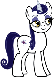 Size: 744x1074 | Tagged: safe, editor:undeadponysoldier, imported from derpibooru, moonlight raven, pony, unicorn, eyelashes, eyeliner, eyeshadow, female, goth, gothic, gothic eyeliner, looking at something, makeup, mare, simple background, smiling, solo, white background