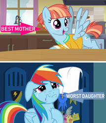 Size: 1244x1448 | Tagged: safe, edit, edited screencap, imported from derpibooru, screencap, rainbow dash, windy whistles, pony, parental glideance, crying, female, mother and daughter, op is a duck, op is trying to start shit, sad