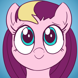 Size: 800x800 | Tagged: safe, artist:comfyplum, imported from derpibooru, oc, oc only, oc:comfy plum, pegasus, pony, bust, female, gradient background, icon, mare, portrait, smiling, solo