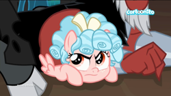 Size: 1024x576 | Tagged: safe, deleted from derpibooru, imported from derpibooru, screencap, cozy glow, lord tirek, queen chrysalis, pegasus, pony, frenemies (episode), annoyed, cloven hooves, cozy glow is best facemaker, female, filly, foal, solo focus