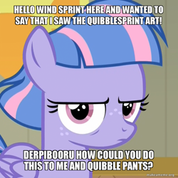 Size: 800x800 | Tagged: artist needed, safe, anonymous artist, derpibooru exclusive, edit, edited screencap, imported from derpibooru, screencap, wind sprint, pegasus, pony, derpibooru, common ground, season 9, spoiler:s09, annoyed, caption, cropped, disapproval, exclamation point, exploitable meme, female, filly, foal, freckles, frown, glare, implied quibblesprint, implied shipping, implied straight, lidded eyes, looking at you, looking back, looking back at you, meme, memegenerator, meta, nostrils, outdoors, question, question mark, quibblesprint, reaction image, shipping, solo, straight, symbol, text, text edit, wall of tags, watermark, website, wind sprint is not amused