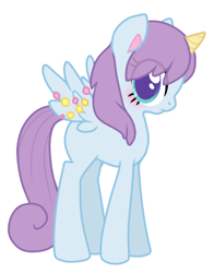 Size: 391x498 | Tagged: safe, artist:mindmusic, imported from derpibooru, alicorn, pony, babydoll, blue, clothes, jewelpet, jewels, nightgown, pastel, ponified, purple, sanrio, sega