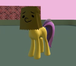 Size: 731x637 | Tagged: safe, artist:bizmo_gaming, imported from derpibooru, oc, oc:paper bag, earth pony, pony, 3d, 3d model, gmod, paper bag, twitter link