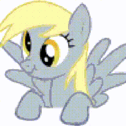 Size: 320x320 | Tagged: safe, editor:undeadponysoldier, imported from derpibooru, derpy hooves, pegasus, pony, animated, derp, female, mare, pixel art, quick draw, satisfying, scrunchy face, simple background, solo, white background