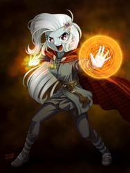 Size: 900x1200 | Tagged: safe, artist:uotapo, imported from derpibooru, trixie, equestria girls, avengers: endgame, avengers: infinity war, clothes, cosplay, costume, crossover, doctor strange, eye of agamotto, female, looking at you, marvel, marvel cinematic universe, open mouth, solo